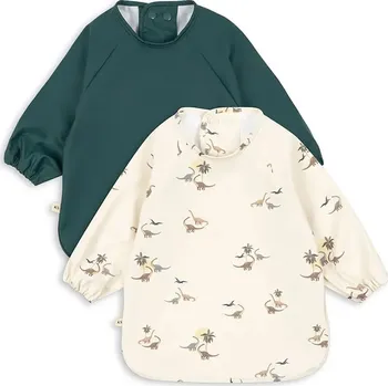 Bryndák Dětský bryndáček Konges Sløjd 2 PACK DINNER BIB WITH SLEEVES 2-pack KS104583.PPY2 zelená 79X, vel. 6-12 měsíců