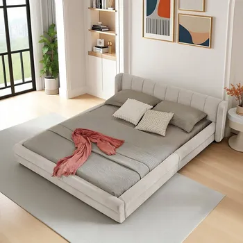 Postel Jednolůžková dřevěná postel Arhatreya 140x200 v odstínech béžové