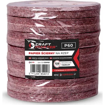 Brusný papír BRUSNÝ PAPÍR NA SUCHÝ ZIP 125 mm, P60, KOTOUČ S OTVORY PRO BRUSKU - ŽIRAFA