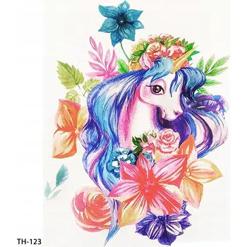 Odstranitelné tetování Dočasné tetování 3D KONĚ JEDNOROŽEC pro děti