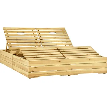 Zahradní lehátko Dvojité zahradní lehátko zeleně impregnované borové dřevo - 8720286211496