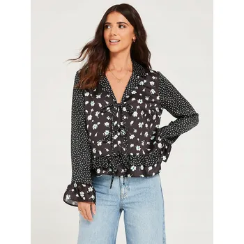 Dámská halenka LUCY MECKLENBURGH ČERNÁ HALENKA SE VZOREM NA ZAVAZOVÁNÍ (42)