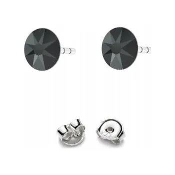 Náušnice Stříbrné Náušnice 925 s krystaly Swarovski Rose 4,5mm Jet Hem