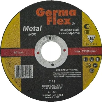 Řezný kotouč Řezný kotouč 125x1,0x22,2 mm na nerez Germa Flex