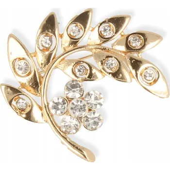 Brož Brož zavírací špendlík zlatý lístek se zirkony