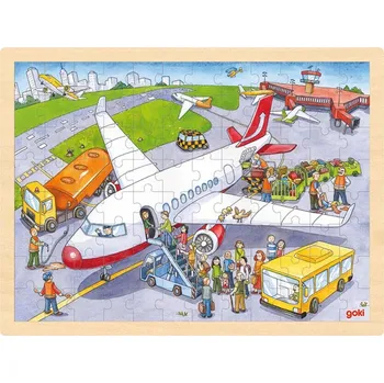 Puzzle GOKI Dřevěné puzzle Na letišti 96 dílků