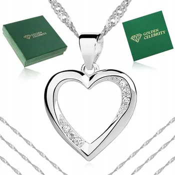 Náhrdelník DĚTSKÝ STŘÍBRNÝ NÁHRDELNÍK SRDCE RYZOSTI 925 ŘETÍZEK PŘÍVĚSEK