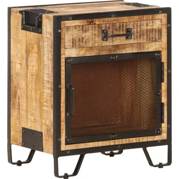 Noční stolek Noční stolek 43 x 30 x 51 cm masivní hrubé mangovníkové dřevo - 8719883792408