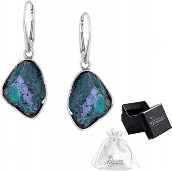 Náušnice Leštěné stříbrné náušnice ryzost 925 Stříbrné náušnice zelený pyrit