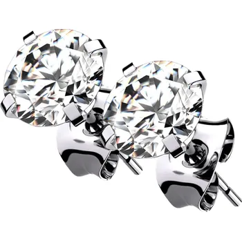 Náušnice Atreya Titanové puzetové náušnice s broušenými zirkony Barva: Čirá, Velikost koncovky: 7 mm