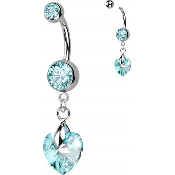 Piercing Piercing do pupíku s opalescentními křišťály SRDCE Modré