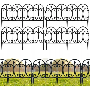 Zahradní obrubník 4x Płotek OGRODOWY plastikowy czarny lem palisáda obrubník trávník 240cm