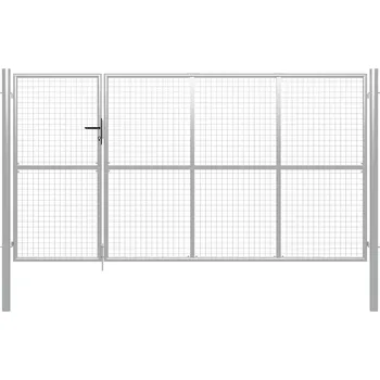 branka Zahradní plotová brána ocel 350 x 150 cm stříbrná - 8718475736233