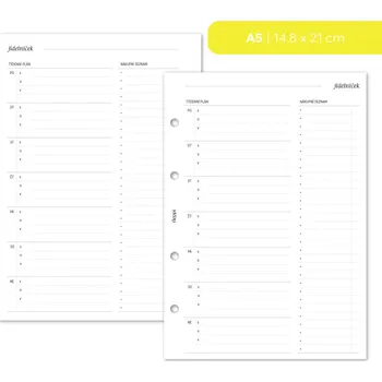 Kancelář Fleppi Náplň do diáře - Jídelníček Vyberte velikost náplně: A5 - 4 dírky
