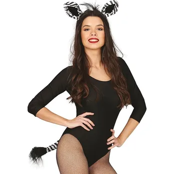 Žertovný předmět Ptákoviny CB Sada zebra dvoudílná - uši na čelence a ocásek