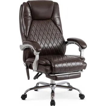 JAKS Kancelářské křeslo polohovatelné hnědá ekokůže Giorgio + Masážní funkce zdarma