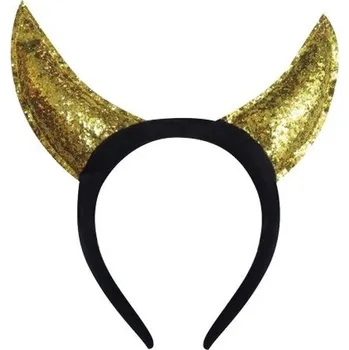 Karnevalový doplněk Čelenka s glitry Čertovské rohy zlaté