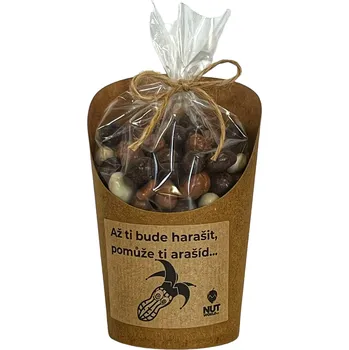 Nutworld.cz Arašídy tří barev v celofánku a kelímku 180g - AŽ TI BUDE HARAŠIT, POMŮŽE TI ARAŠÍD