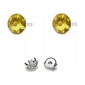 Náušnice Stříbrné Náušnice 925 s krystaly Swarovski Rose 4,5 mm Golden Topaz