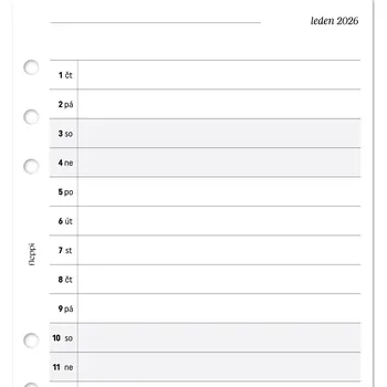 Diář Fleppi Náplň do diáře - Měsíční plán 2026 - 1 měsíc na 2 strany Vyberte velikost náplně: F mini