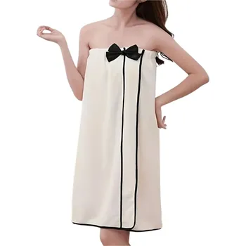 velforia Dámský kilt do sauny krémový s černou mašlí – jemné froté, univerzální velikost