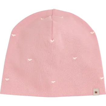 Kojenecká čepice Lehká bavlněná čepice se srdíčky "Pale Mauve" HUTTEliHUT VELIKOST: 4-6 let