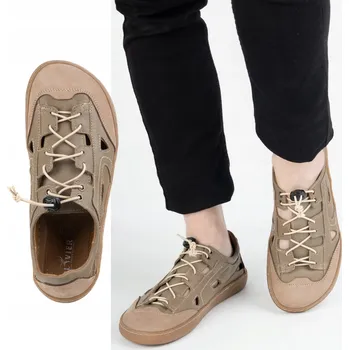 Pánské polobotky Pánské barefoot kožené boty Olivier 320KZ s ventilací hnědé, velikost 42