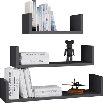 police Sada 3 ks nástěnných polic Mobi antracitová