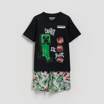 Chlapecké spodní prádlo Reserved - Bavlněná pyžamová souprava Minecraft - světle šedá - 224IM-09M - 224IM-09M-U12