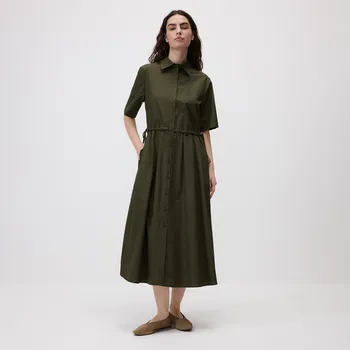 Dámské šaty Reserved - Bavlněné košilové šaty - zelená - 6775B-87X - 6775B-87X-M