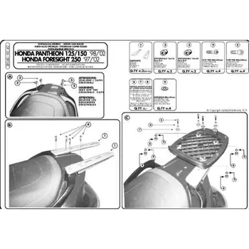 Nosič na motocykl a skútr KAPPA nosič zadního kufru HONDA FORESIGHT 250 (97-08), PANTHEON 125/150 (98-02) (bez plotn