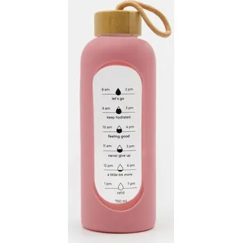 Láhev Sinsay - Skleněná láhev s motivační stupnicí - růžová - 295ES-35X - 295ES-35X-ONE