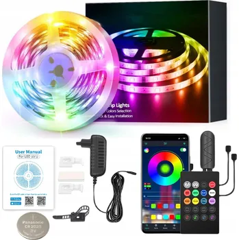 LED páska LED pásek 5M RGB s Bluetooth ovládáním přes aplikaci a hudbu + DÁLKOVÝ OVLADAČ