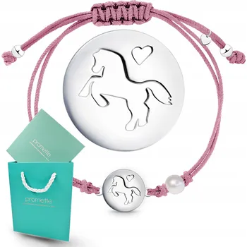 Náramek Stříbrný náramek pro dívku s jednorožcem, šňůrkový, stříbro 925