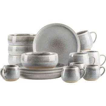 Talíř Mäser Sada nádobí na snídani 16 ks AQUATA – šedá