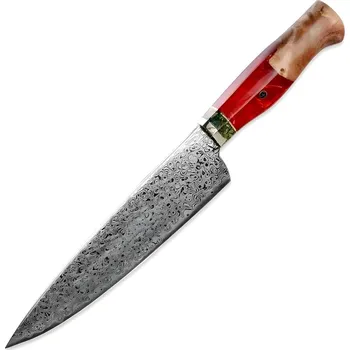 IZMAEL Damaškový kuchyňský nůž SA 20109 Chef/Červená 19.5 cm