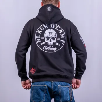 Pánská mikina A Pánská Mikina BLACK HEART BASTARD SKULL LOGO Barva: Černá, Velikost: 3Xl