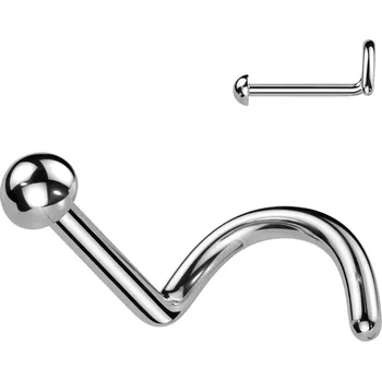 Piercing Atreya Titanový piercing do nosu spirála polokulička Maxx Barva: Stříbrná, Velikost: 0,8 mm, Délka / Průměr: 6 mm