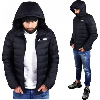 ADIDAS PÁNSKÁ zimní bunda s PRAVÝM PEŘÍM, péřová bunda s kapucí, teplá na zimu