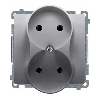 Elektrická zásuvka SIMON BASIC dvojitá zásuvka BMG2M.01/21 STŘÍBRNÁ