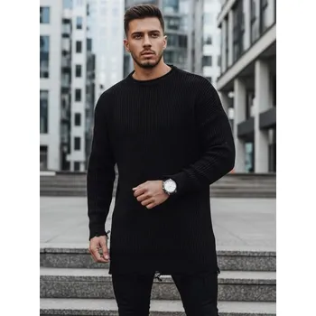 Pánský svetr Buďchlap Stylový prodloužený svetr v černé barvě