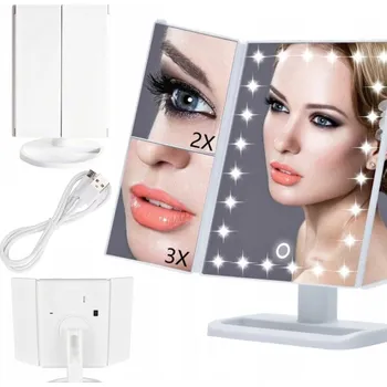 Kosmetické zrcátko Kosmetické zrcátko stojící s LED podsvícením, 3x zvětšení, 20 cm