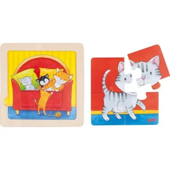 Hračka GOKI Dřevěné puzzle Kočka 4 dílky 158774