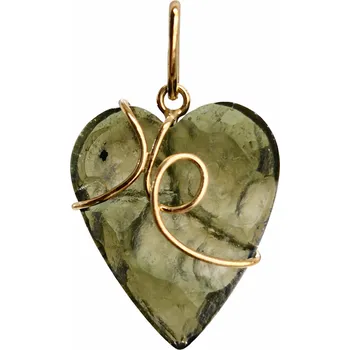 Přívěsek Zlatý přívěsek s vltavínem srdce P25 0048