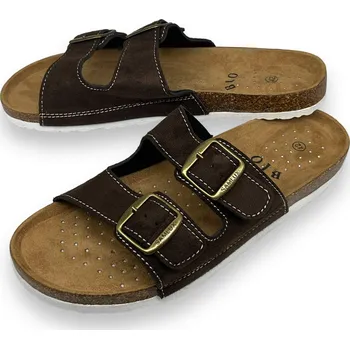 Pánská obuv Bio Pánské hnědé nadměrné korkové pantofle Barva: Hnědá, Velikost: 44