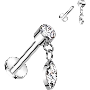 Piercing Atreya Titanová labreta s vnitřním závitem Sirius Barva: Stříbrná, Velikost: 1,2 mm, Délka / Průměr: 8 mm