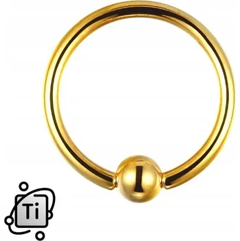 Náušnice Zlatý SEGMENTOVÝ KRUHOVÝ kroužek s kuličkou CAPTIVE TITAN G23 1,2/8/3 mm