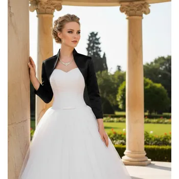 Bolerko Saténové bolerko s 3/4 rukávem - černé: BF-160 Vybraná velikost: 5XL