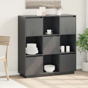 Příborník do zásuvky Komoda šedá 110,5 x 35 x 117 cm masivní borové dřevo - 8720286923528