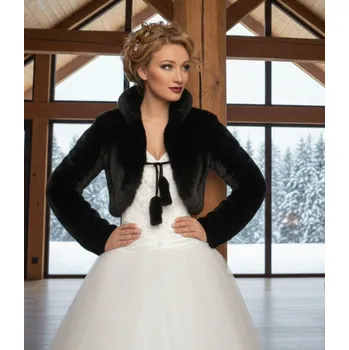 Dámský kožich Kožešinový kabátek na zavazování - černý: BF-56 Vybraná velikost: S